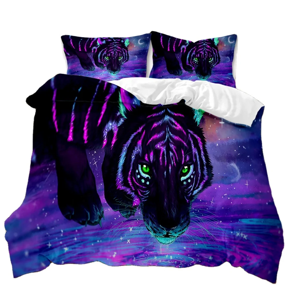 
Custom digital print bedding set cheap duvet cover animal tiger lion photo printing Bedding Set 