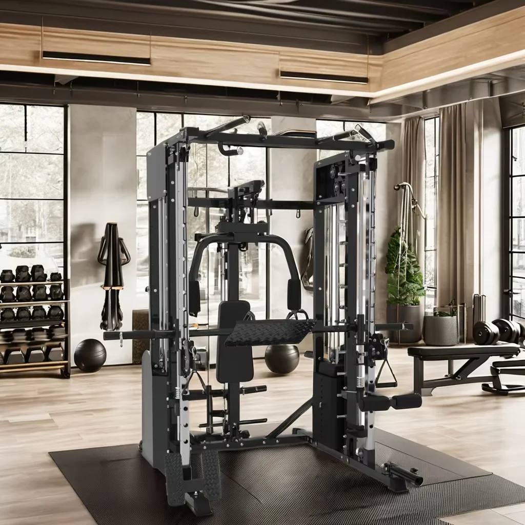 Unisex Multi-Functional Smith Cable Crossover Power Rack Home Gym Equipment with Chest Press for Exercise and Bodybuilding