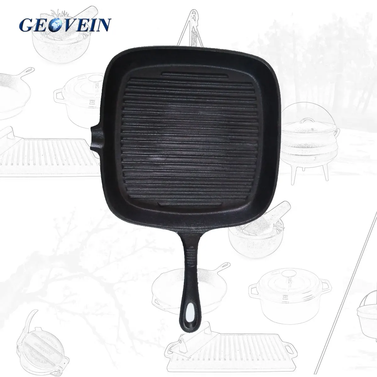 Wholesale price non-stick skillet square cast iron frying grill pan