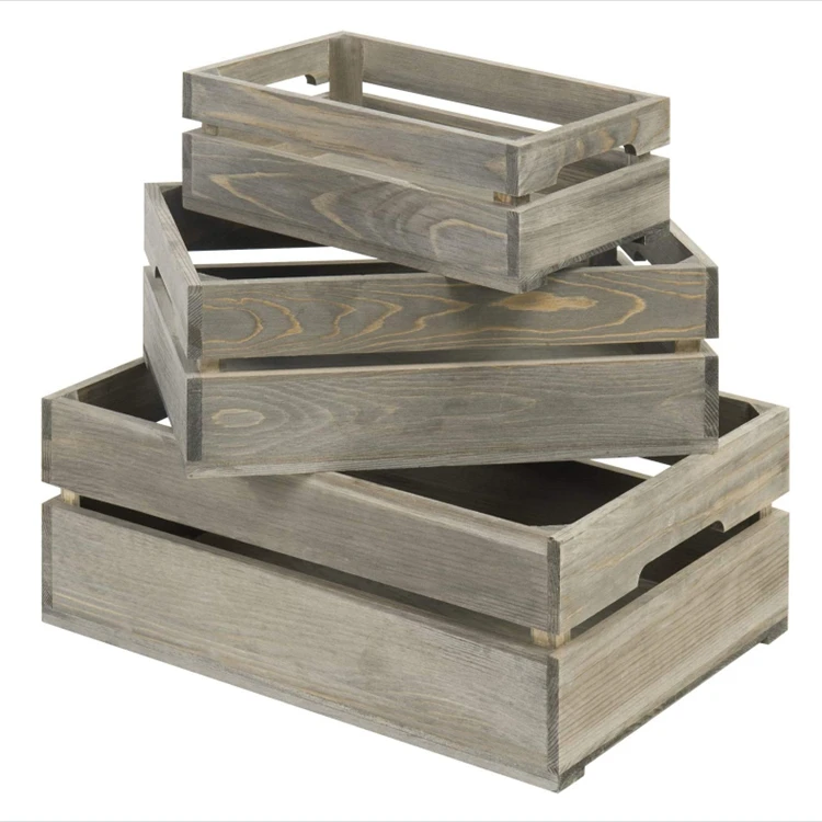 
Wholesale antique brown wooden storage decoration box with handle wooden crate crates 
