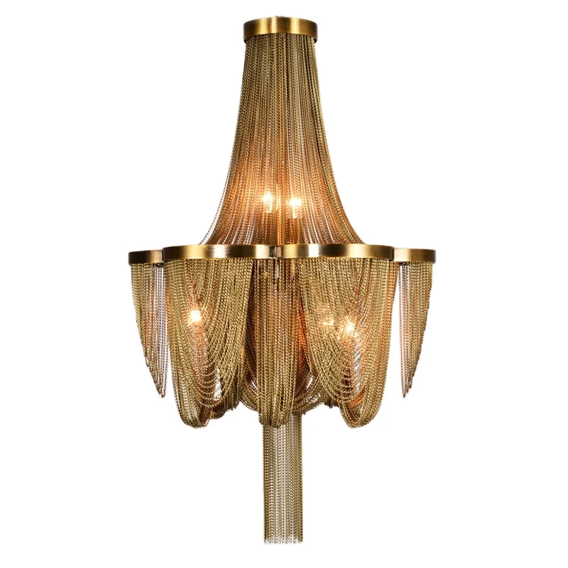 Vintage French Empire Chandelier Post Chain Aluminum Suspension Light Hanging Drop Lustre for Living room MD85219
