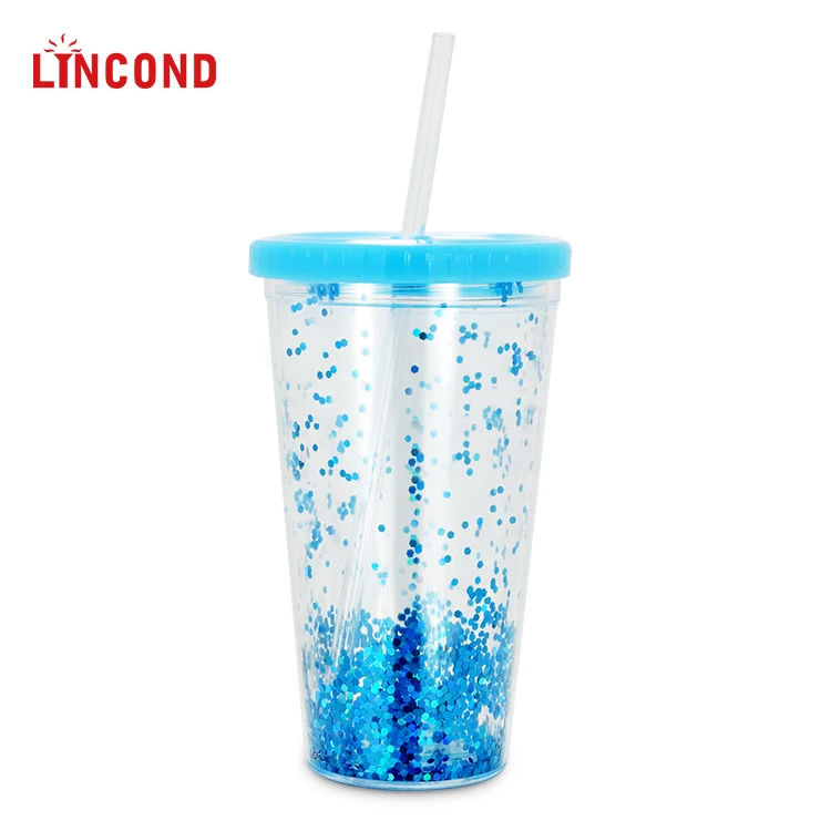 Lincond Double Wall Plastic Cups With Straw And Lid LD-C204
