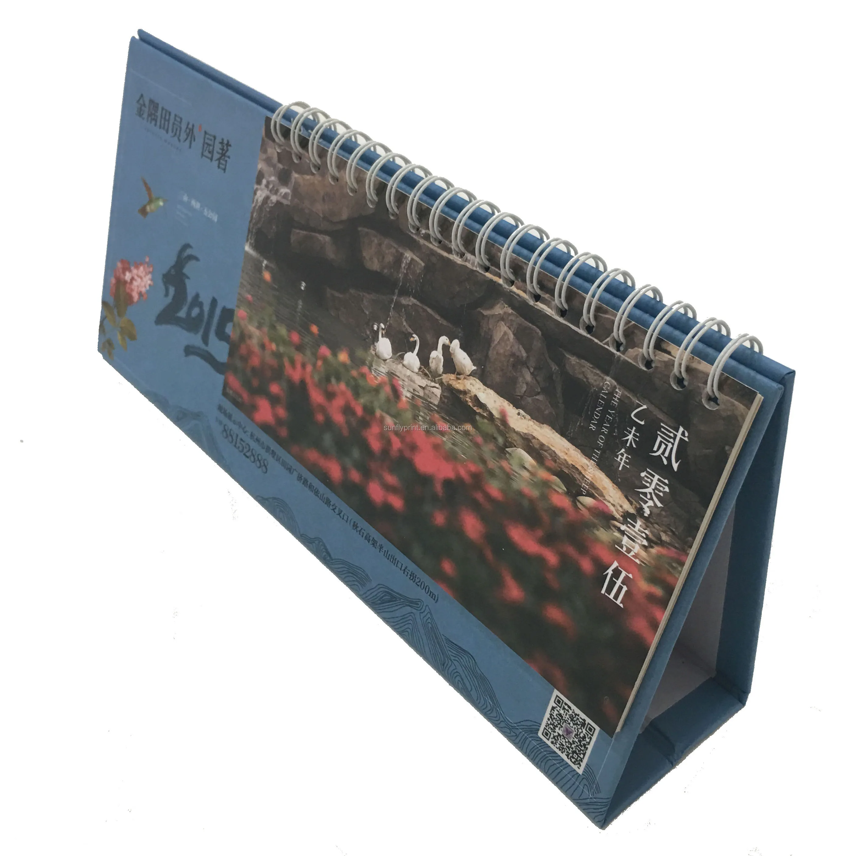 Full Color Wire Ring Binding Black Desk Table Planner Calendar Printing Yearly Monthly Wall Table Calendar Planner Printing