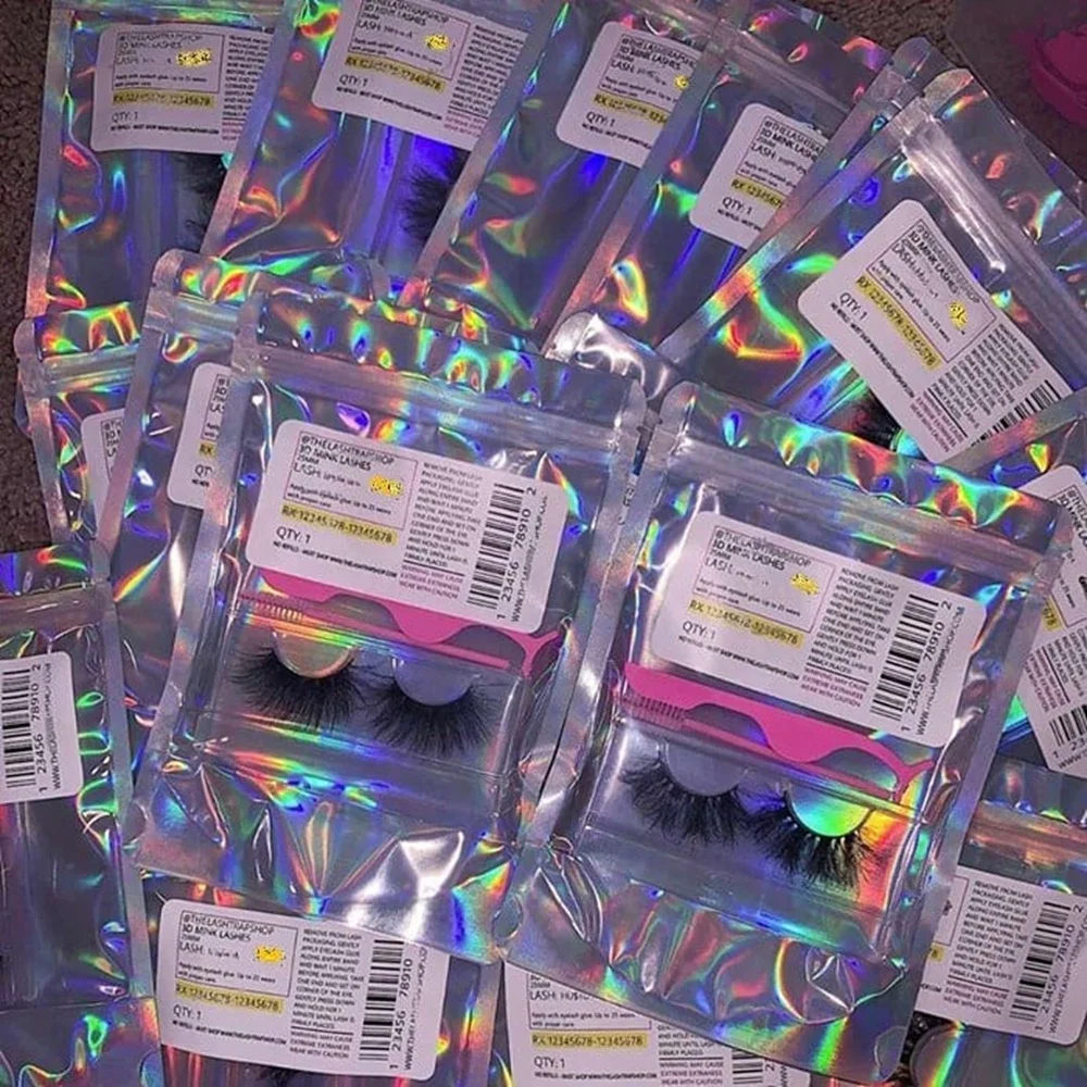 Private label Cute rainbow custom logo box 3D Mink Eyelash Packaging Case wholesale 25MM Eyelashes box vendor full strip lashes