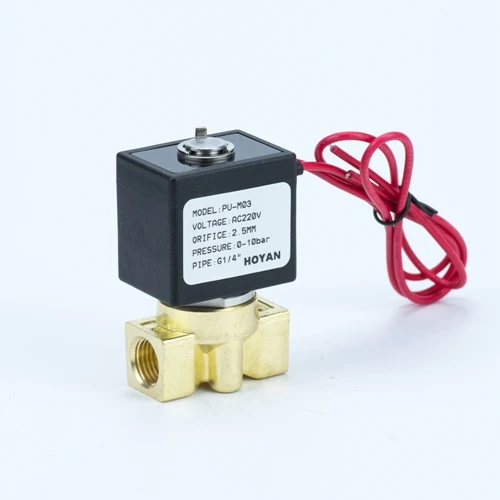PU-M02  Or.1.5mm 25Bar  NC Brass  1/4in 1/8in Small gas air oil fule water Solenoid Valve with Wire type