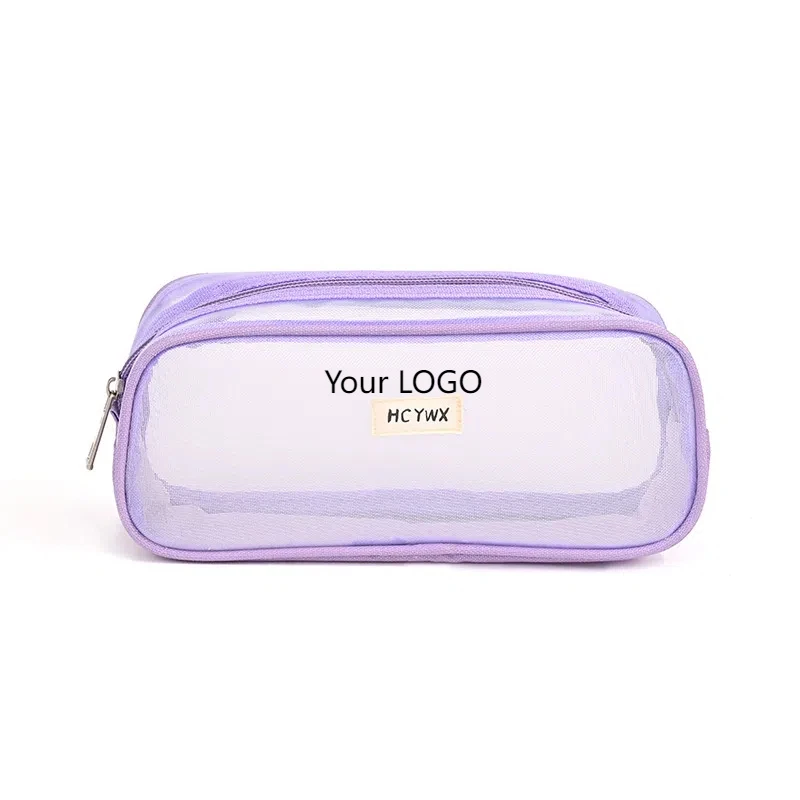 Grid Mesh Pencil Case Large Capacity Multi-Purpose bag  Big Pencil Pouch With Zipper Simple Stationery Bag Aesthetic Pen Bag