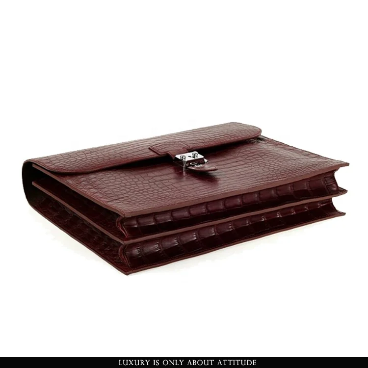 Luxury handmade real exotic genuine crocodile leather men briefcase business bag