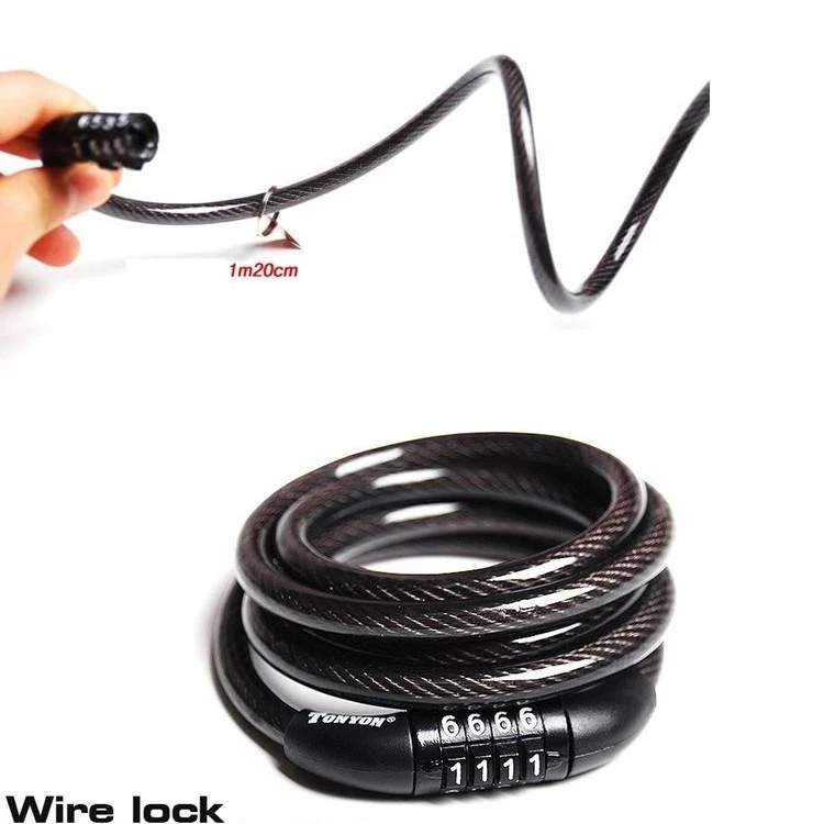 Bicycle Lock Code Key Locks Bike Cycling Password Combination Security Steel Wire Locks Bicycle Accessories