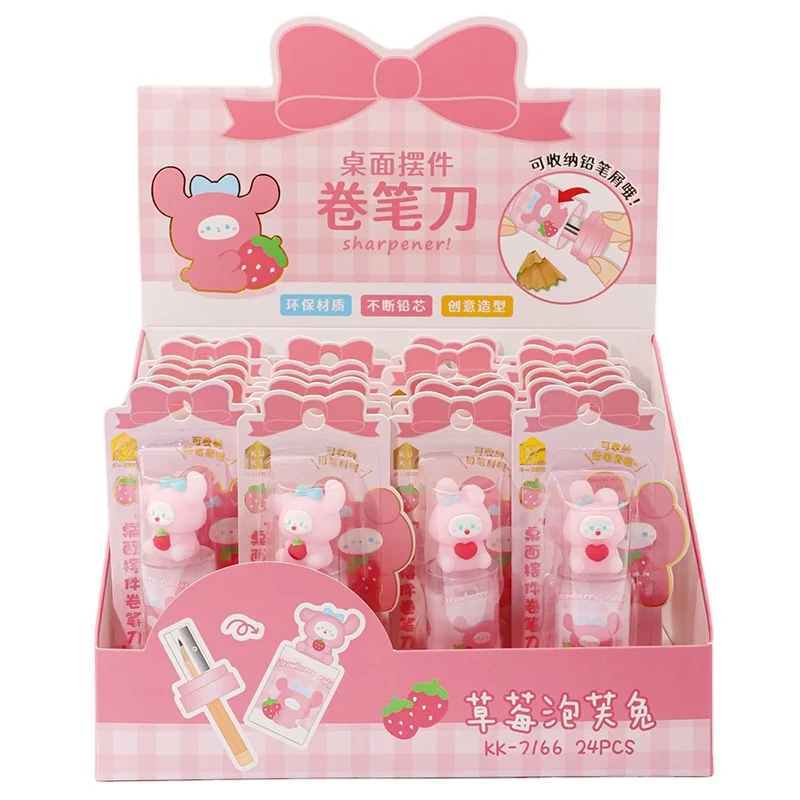 Pencil Sharpener  Non Slip Tool Students Gift Kids Small Stationery Cartoon Animal Labor Saving Desktop School Cute Hand Crank