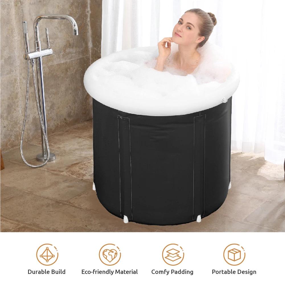 Spa Massage Bath Foot Bath Ice Bathtub 3 Layers PVC Nylon Adult Air Inflatable Bath Bucket With Pump