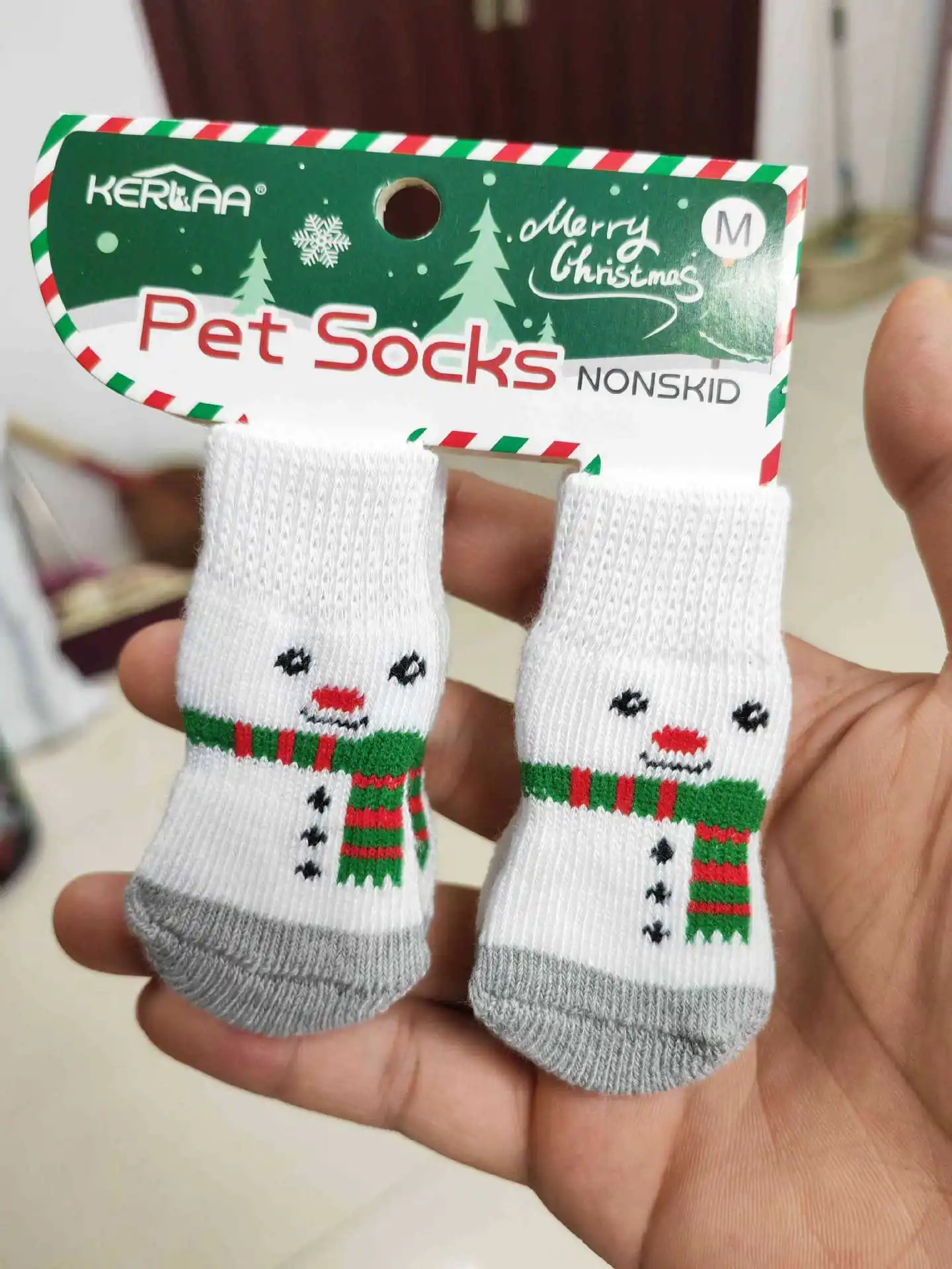 Wholesale Custom Pet Cat Dog Socks Set Accessories 2024 New Non Slip Warm Winter Knitted Christmas Pet Cat Dog Socks