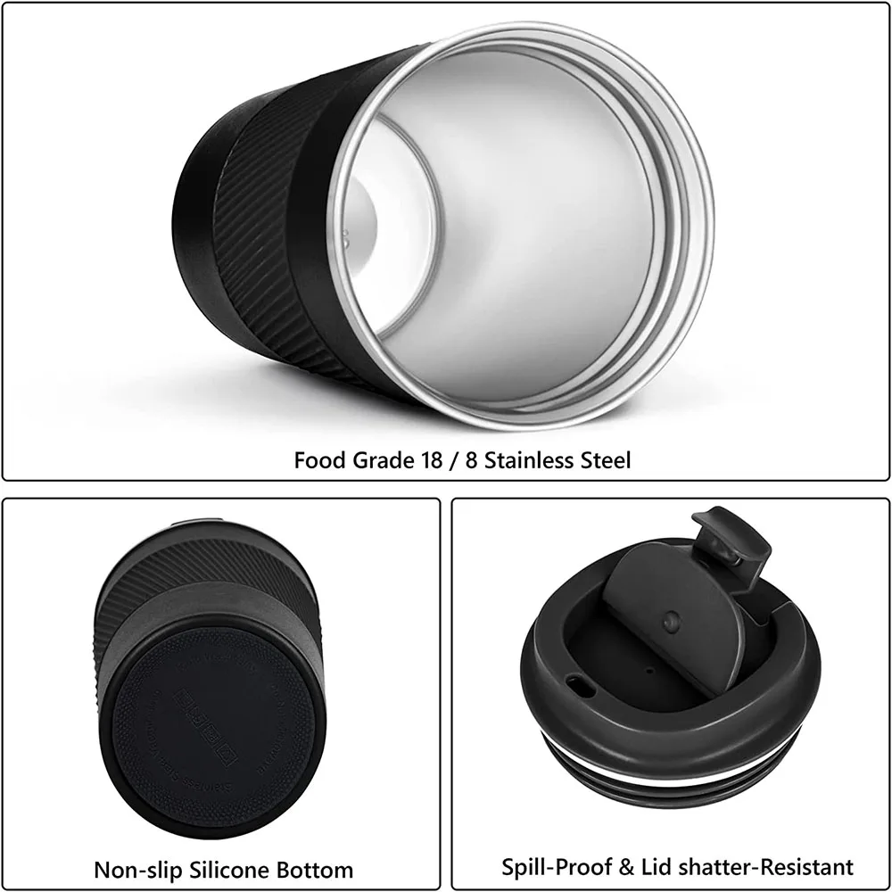 Custom Logo Printed Blanks Double Glass Keep Cold Leak Proof Stainless Steel Vacuum Coffee Mugs Cup Tumbler With Custom Logo