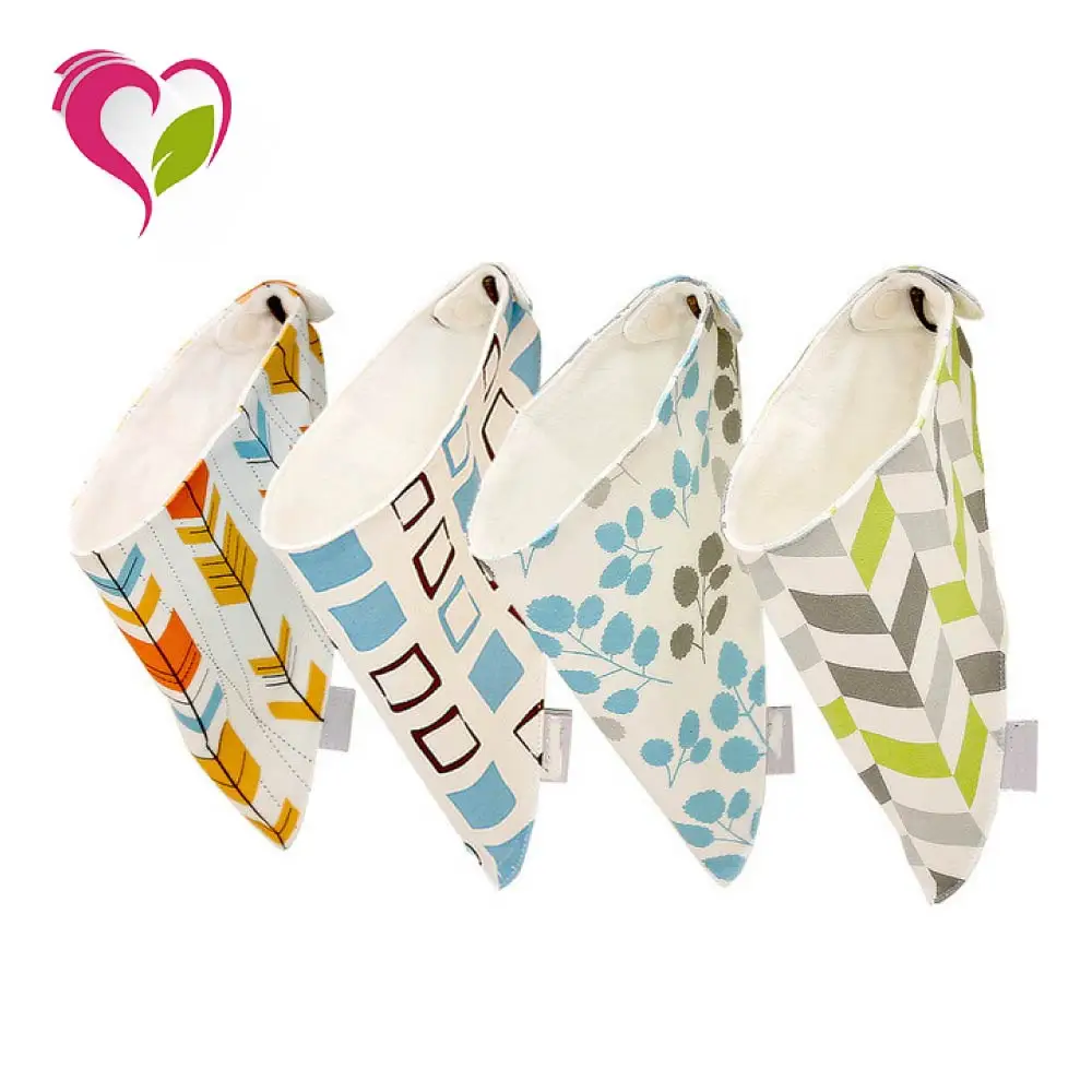 Adjustable Baby Dribble Bib Cotton Bamboo Organic Washable Printed Newborn Baby Bib