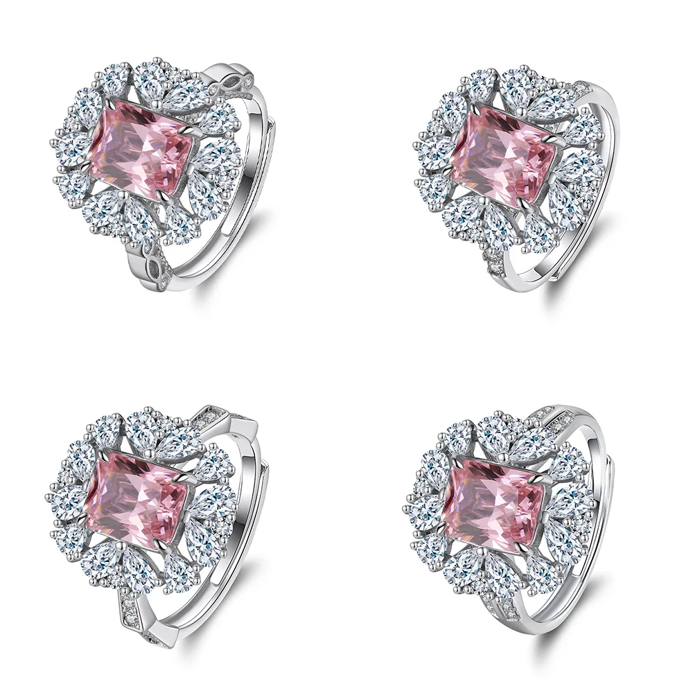 Rinntin LMR08-P+LMN07-P Removable Jewelry Ring Set 925 Sterling Silver With Cubic Zirconia Shinny Stone Ring