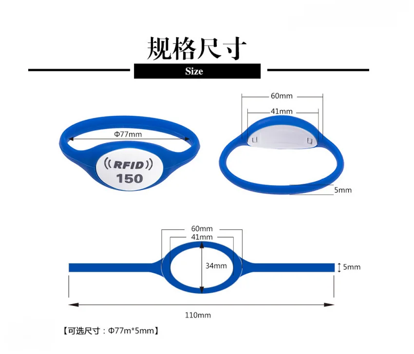 Custom RFID NFC Elastic Fabric 13.56MHz / 125KHz Bracelet for Cashless Payment