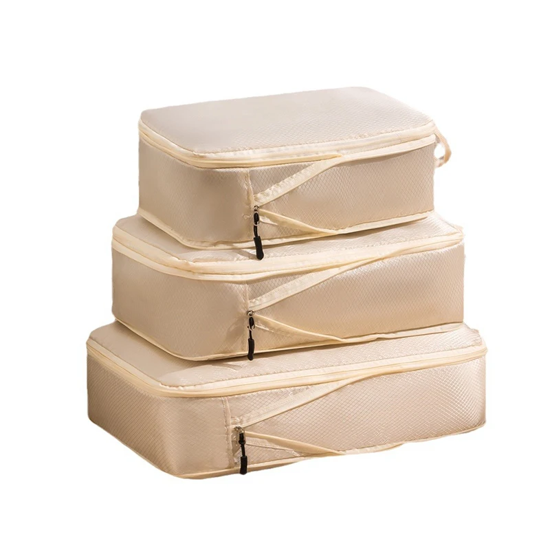 3 Set Large Blanket Clothes Stackable Packing Cubes Storage Bags Clothes Organizer
