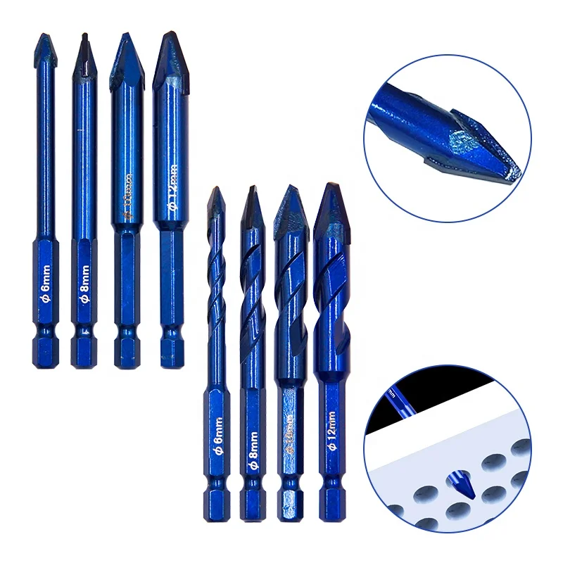 Multi functional hexagonal handle eccentric drill ceramic stone rock board all ceramic dry drilling tool set