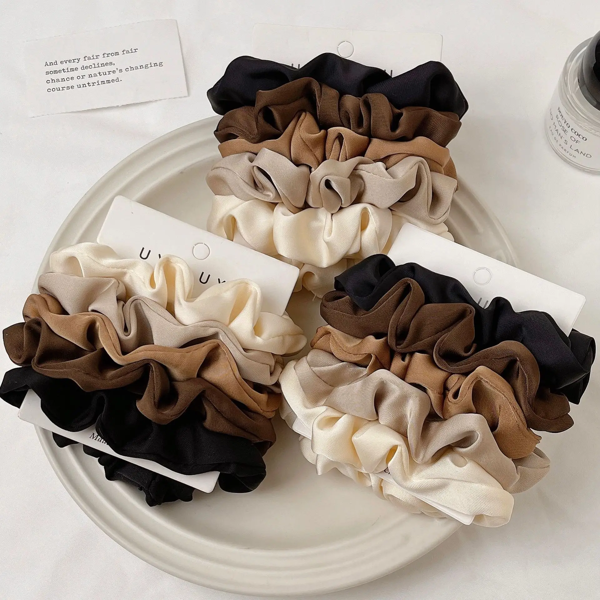 5Pcs/set Korean Elegant Satin Large Scrunchies Hair Band French Leather Hair Accessories for Women