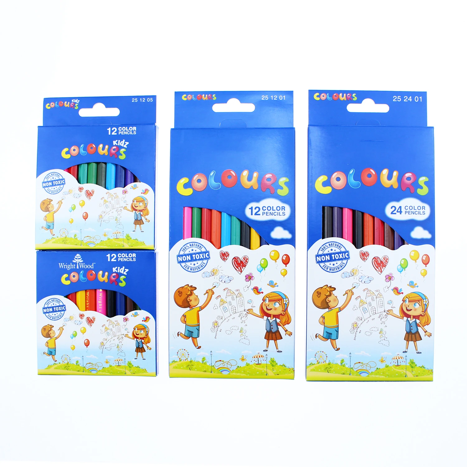 China Manufacturer 12/18/24pcs Wholesale Round/hexagon/triangle Shape Wooden Color Pencil