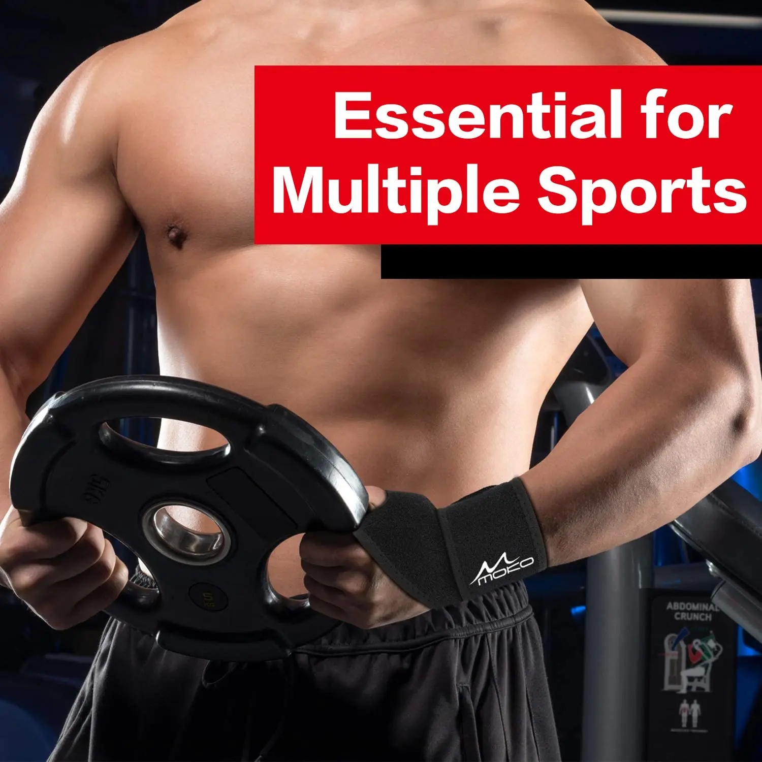 Бандаж MoKo для поддержки запястья, (2 упаковки), регулируемый спортивный бандаж для поддержки запястья, подходит как для правой, так и для левой руки, черный