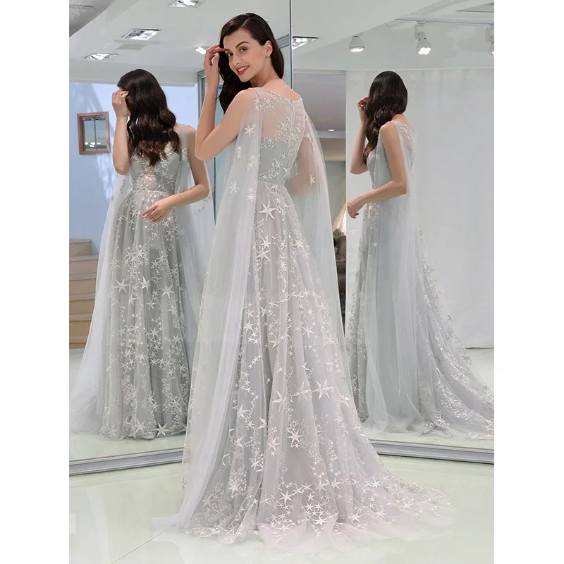 Новое модное женское сексуальное Сетчатое кружевное длинное платье без рукавов с изображением звездного неба для девушек коктейльное вечернее платье для свадьбы