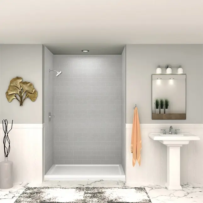 60-in W x 36-in D x 96-in H Grey Beach 3-Piece Glue up Alcove Shower Panel Kit Bath Screens Product Type