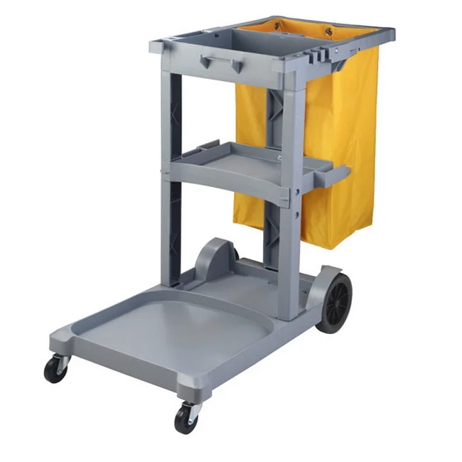 houskeeping multi purpose plastic  cleaning janitor  trolley  cart with cover and mop