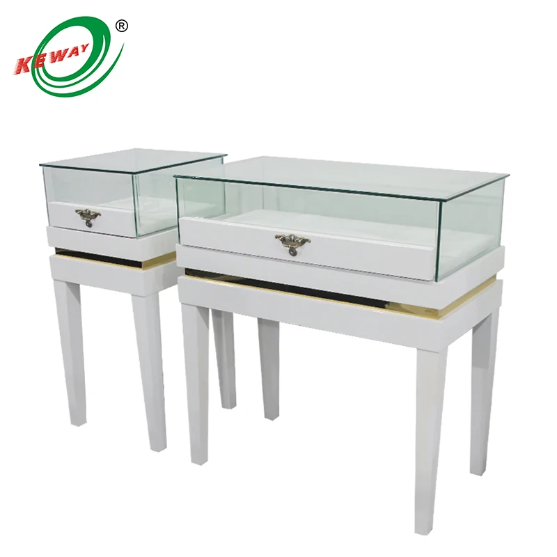 Shopping countertop LED light lamp modern used jewelry showcase display case glass vision showcase