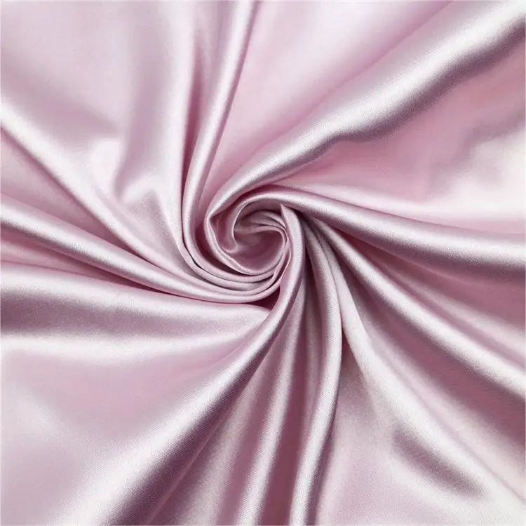 Pure Color Shiny Stretch Satin Fabric 100% Polyester Spandex Simulated Silk Satin Fabric