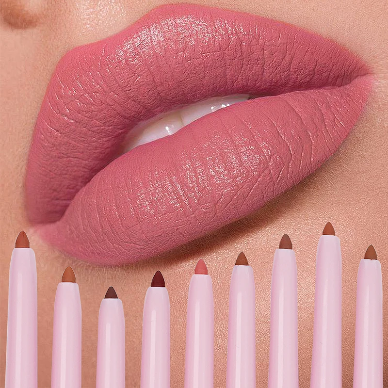 Wholesale Private Label Lip Pencil Long Lasting Waterproof Smooth Custom Logo Matte Cream Pink Lip Liner