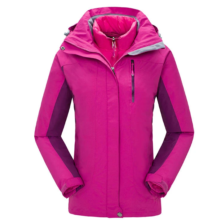 Custom Korean Popular Outdoor Women Detachable Puffer Jacket 2 In 1 Waterproof Windbreaker Hood Hiking Ski Jackets