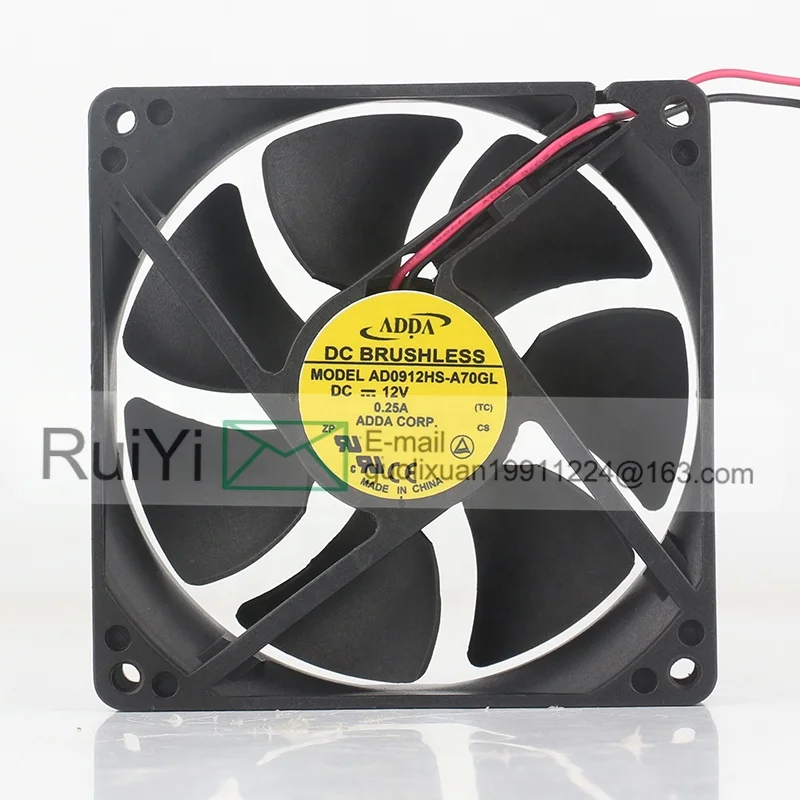 Оригинальный Адда 48 В 24 5 DC12V 0.25A EC AC 90x90x25 мм 9025 9 см 2-проводной бесшумный вентилятор шасси AD0912HS-A70GL Вентилятор охлаждения