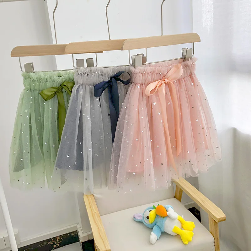 Ivy10045G New Star design baby girls tutu skirt glitter tulle kids mini skirt