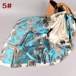 OEM silk scarf for women stylish polyester fabric malaysia hijab bandanas  tudung bawal women printing square scarves
