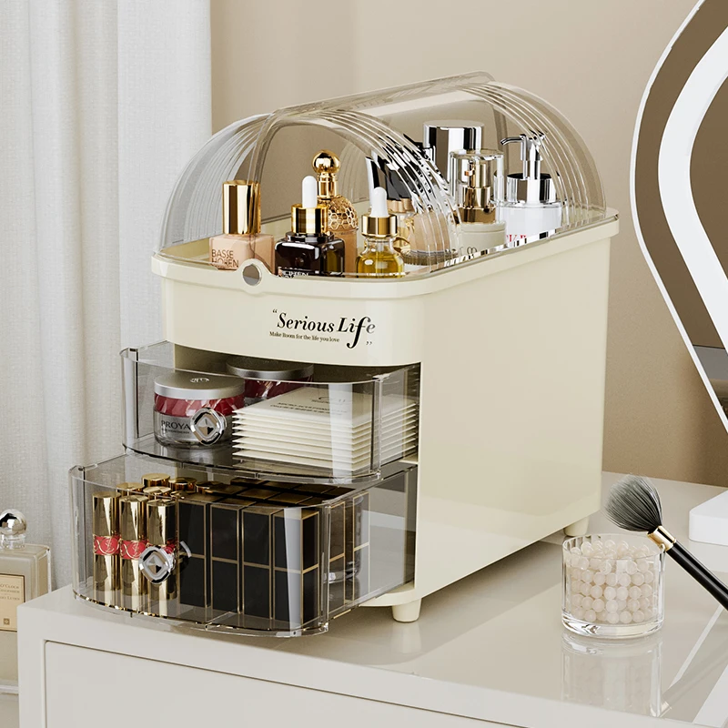 Bathroom Vanity Makeup Organizer Clear Drawer Big Cosmetics Storage Box for Women Plastic Make Up Skincare Display Case