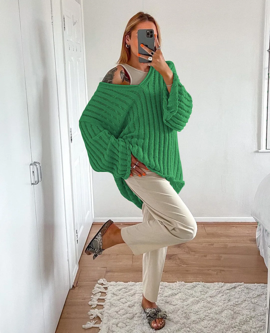 2022 Sweaters For Women V Neck Pullover Oversized Knitted Winter Fall Fashion Sweaters New Collection