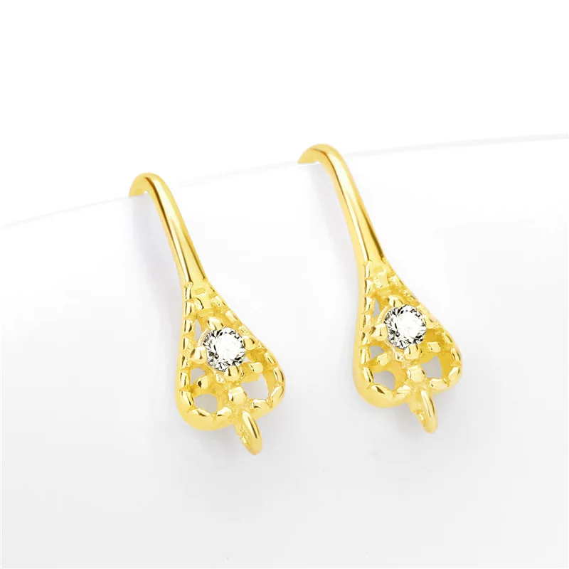 Wholesale S925 sterling silver ear hook gold-plated handmade DIY earrings accessories for jewelry making