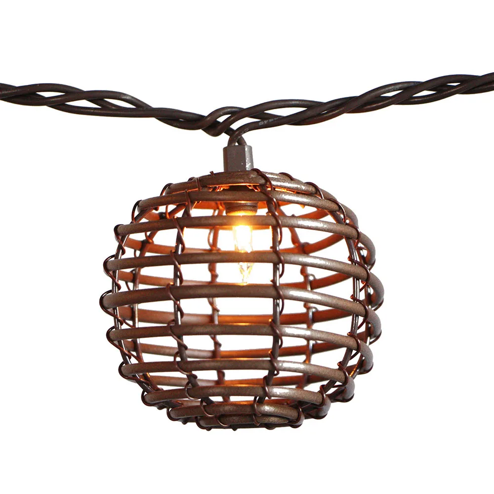 Solar Powered LED Decorative Patio Lights PP Rattan Shade Lamp Ball String Lights Outdoor