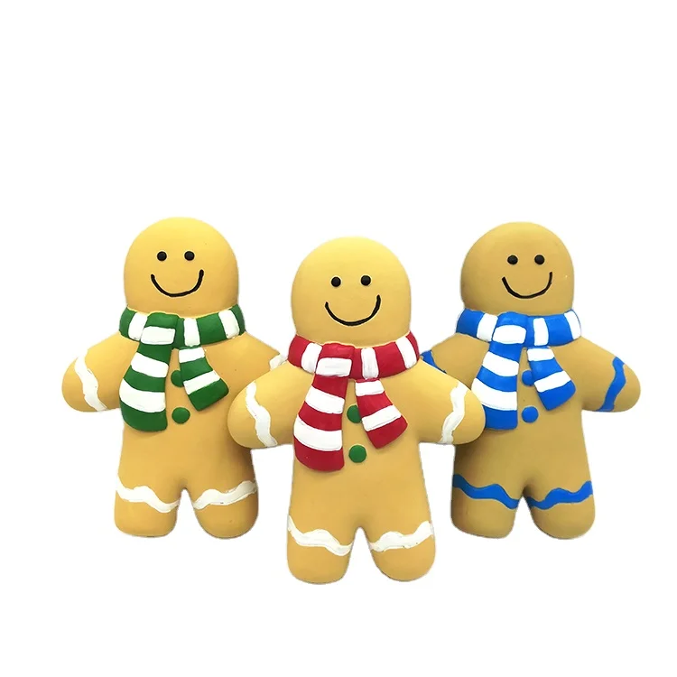 hot selling rubber latex pet custom cheap chewy dog christmas gingerbread man dog pet toys