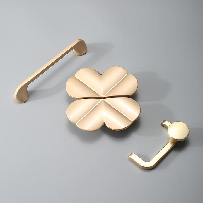 AIMINO RTS Brass luxury brass leaf in a pair handles and knobs cabinet handles furniture hardware