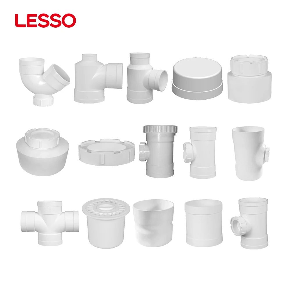 LESSO PVC-U Drainage pvc sanitary pipes fittings upvc bottle saddle Reducing Sanitary Tee