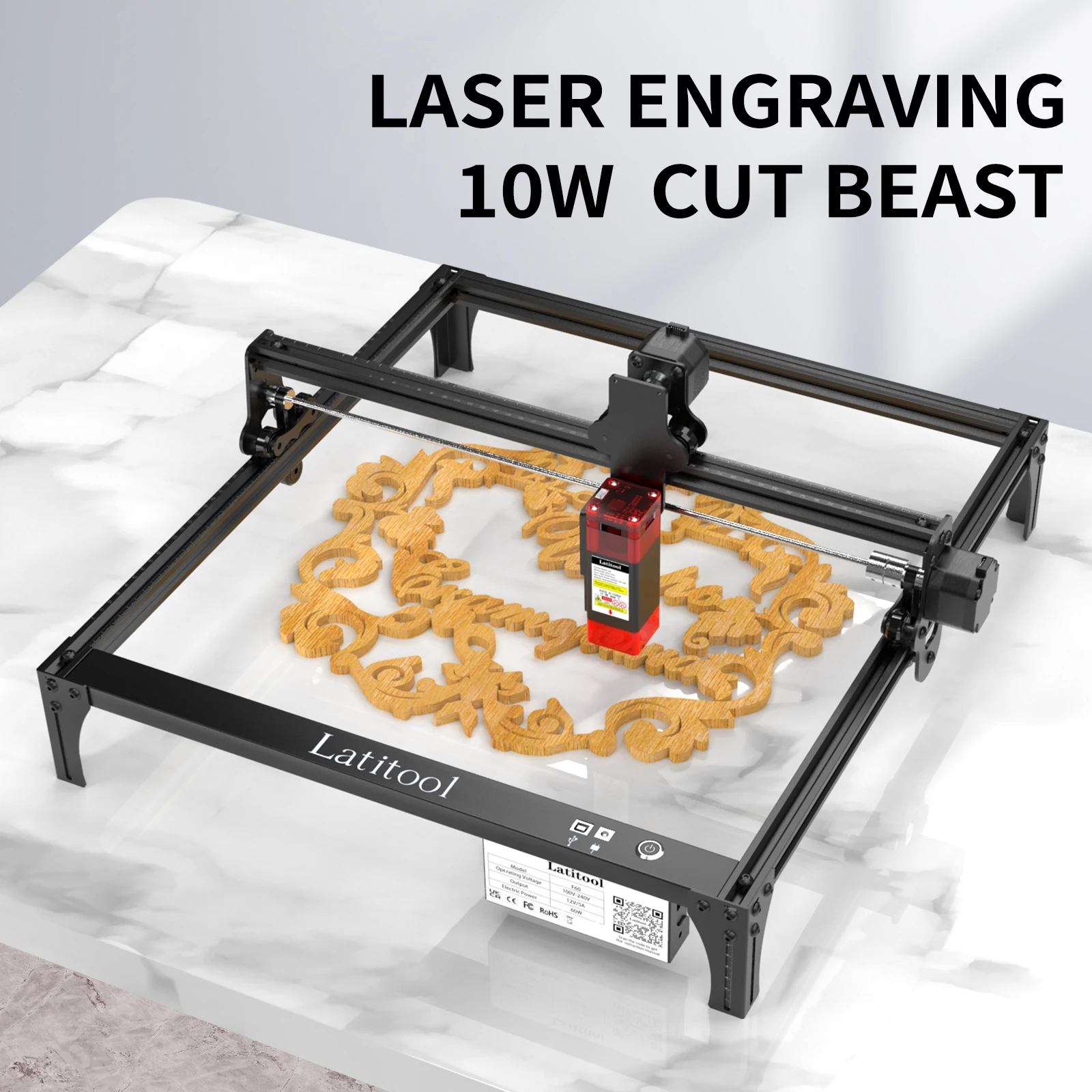 Hot Sale Latitool F60 60W Mini Laser Engraving and Cutting Machine With Eye Protection Glass Marker Leather Engraving Tool