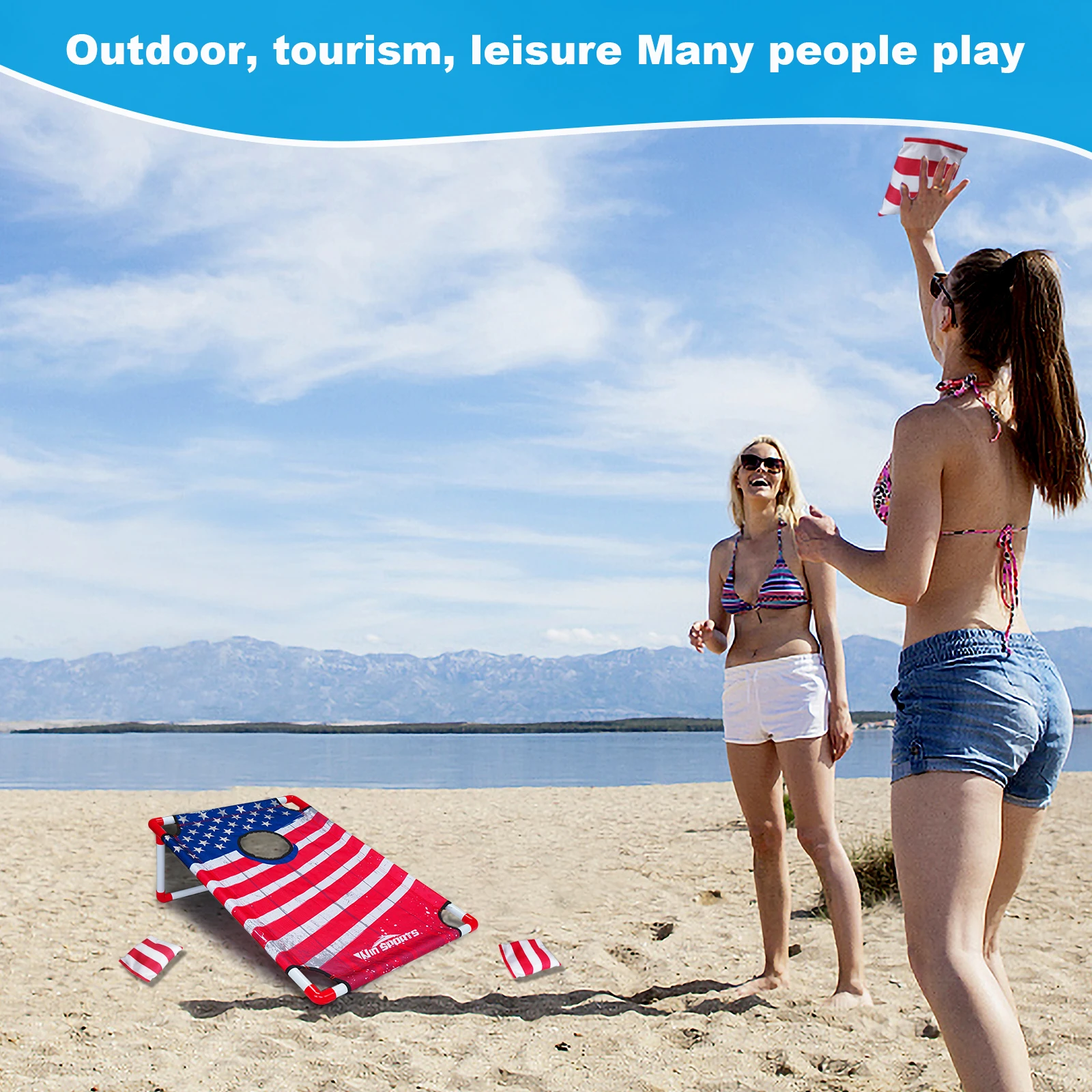 Portable Cornhole Board Games Set with , Bean Bag Toss for Kids Adults Garden Lawn,family game for fun