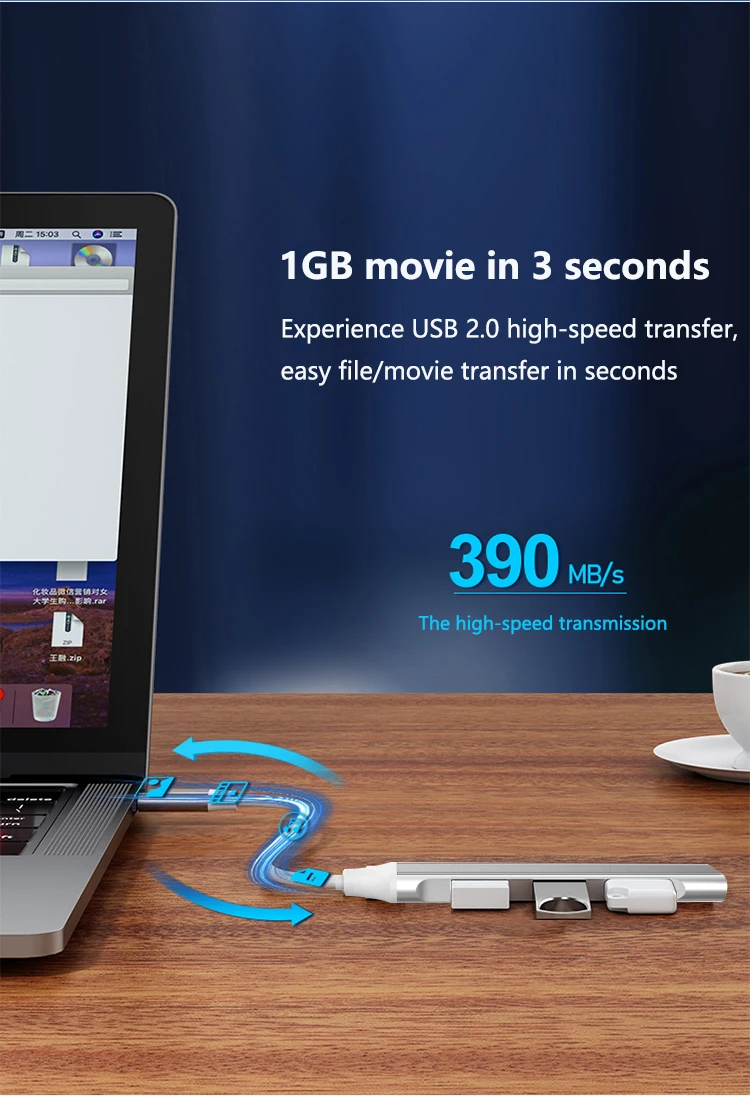 4 в 1 Алюминиевый сплав Тип C на USB 3 0 многопортовый адаптер док-станция для планшета Macbook телефон-в