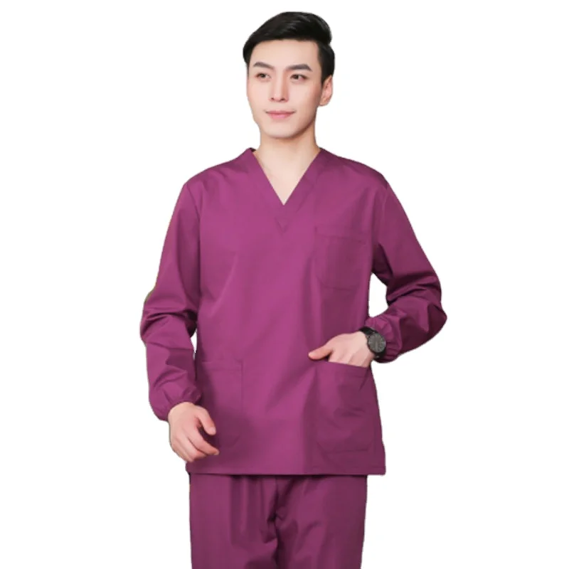 Unisex medical personnel uniform short and long sleeve set is comfortable and breathable