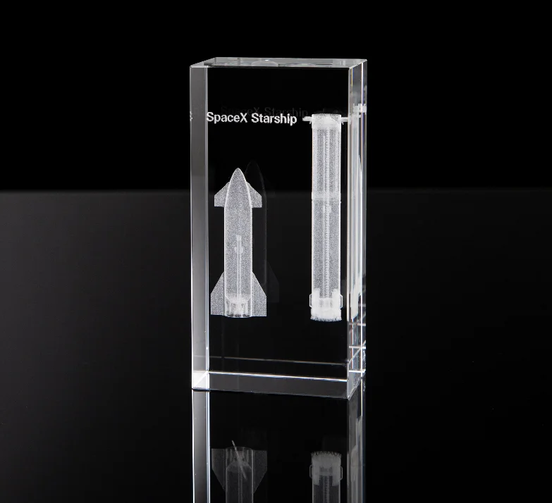 Wholesale trophies made in china clear blank 3d crystal plate parts award 3D crystal customise trophy parts glass shield trophy