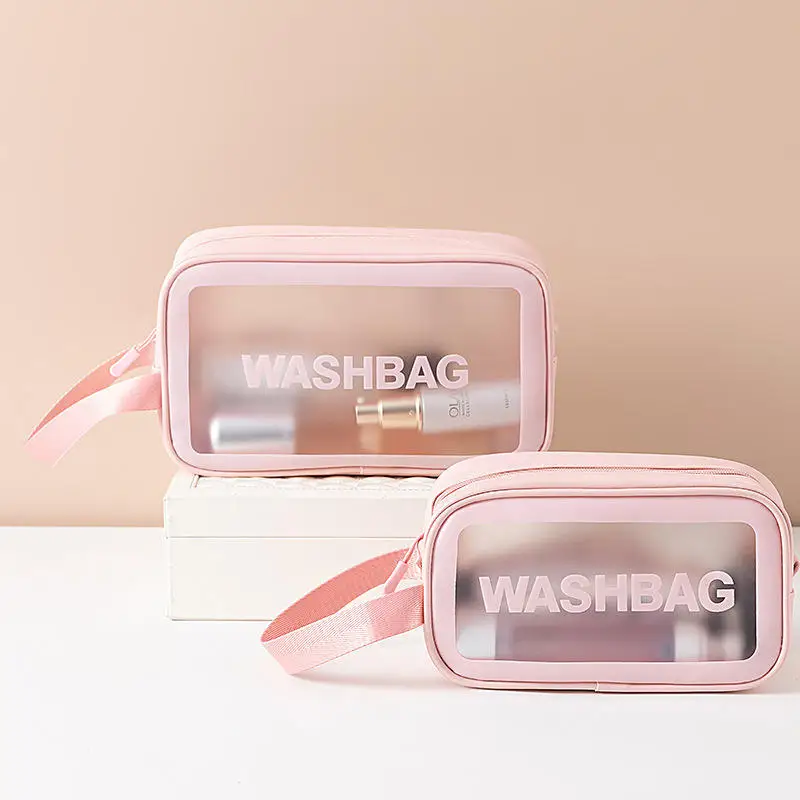 Women Waterproof Washbag PU Transparent Makeup Bag PVC Cosmetic Bag Clear Make Up Bags Case for Travel Toiletry Organizer