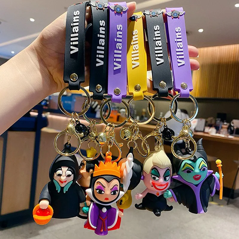 Wholesale New Arrival INS Hot Stoked Creative Cartoon Villain Evil Witch Queen Keychain Halloween  Keyring PVC Doll Key Chain