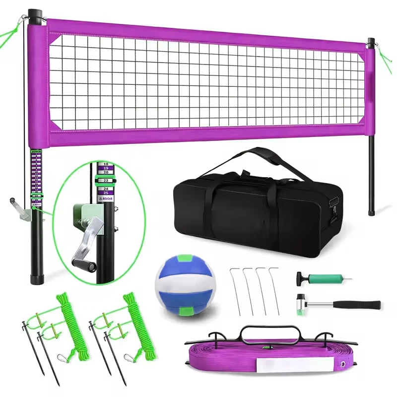 Professional Portable Outdoor Volleyball Net Set for Backyard with Adjustable Aluminum Poles