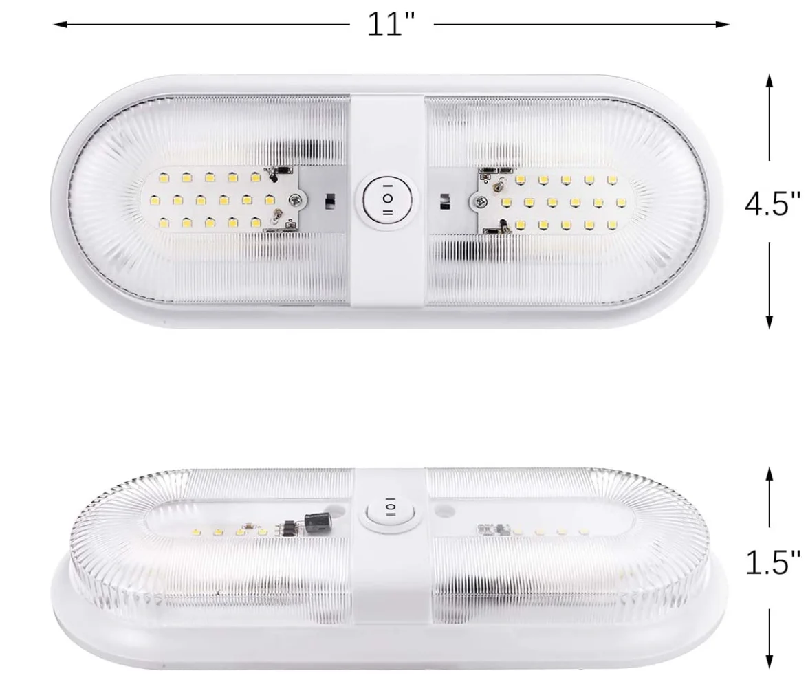 RV LED Ceiling Dome Light RV LED Lights Interior for Car/RV/Trailer/Camper/Boat with ON/Off Switch White 560 Lumens 4000-4500K